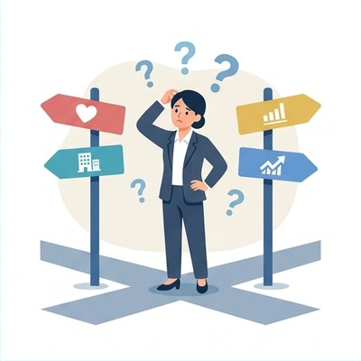 健康経営の迷いイラスト